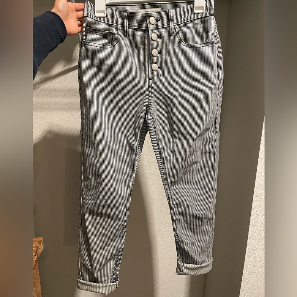 Joie Jeans | Pinstripe Jeans: Cream and Navy